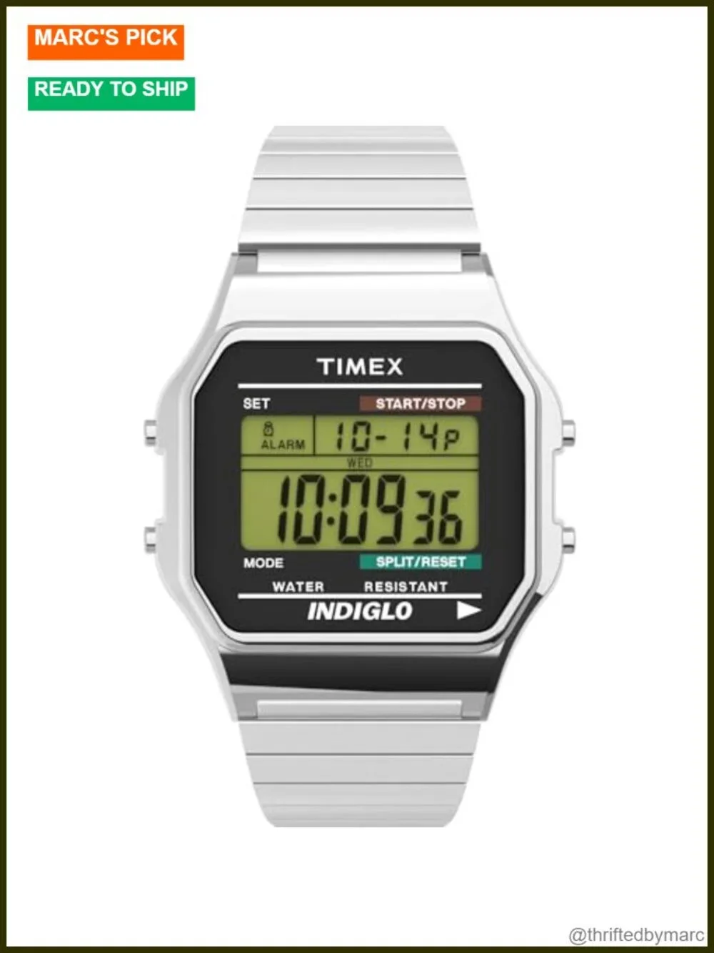 Men's Classic Digital 34mm Watch with Chronograph and INDIGLO